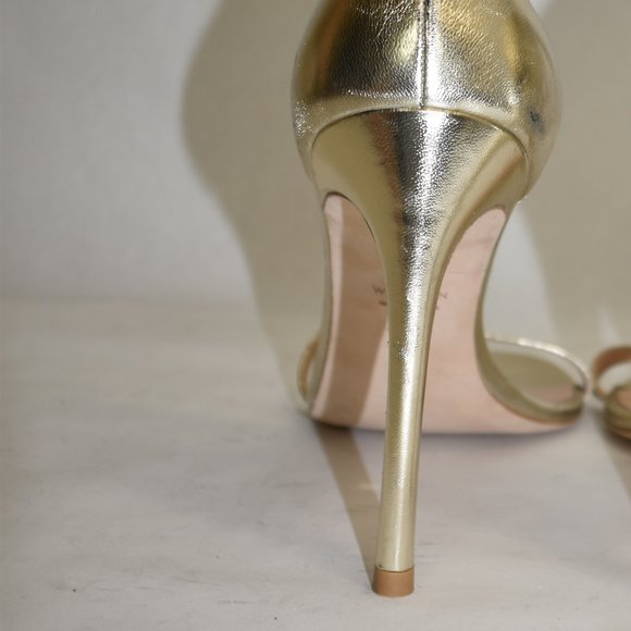 $450 Stuart Weitzman Nudistsong Sandal HEEL leather heels 10.5 (SE28) - Picture 6 of 8